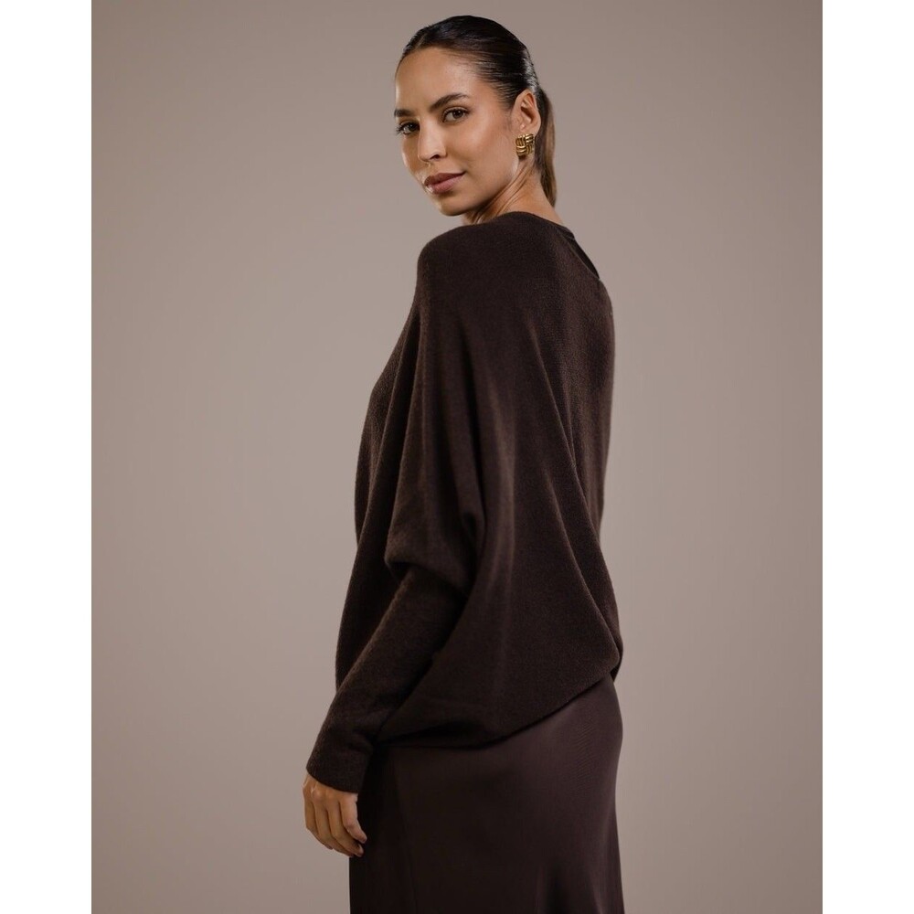 Womens Size XS Jaki London Asymmetrical Draped Back Seamless Sweater Brown NWT - Picture 5 of 12